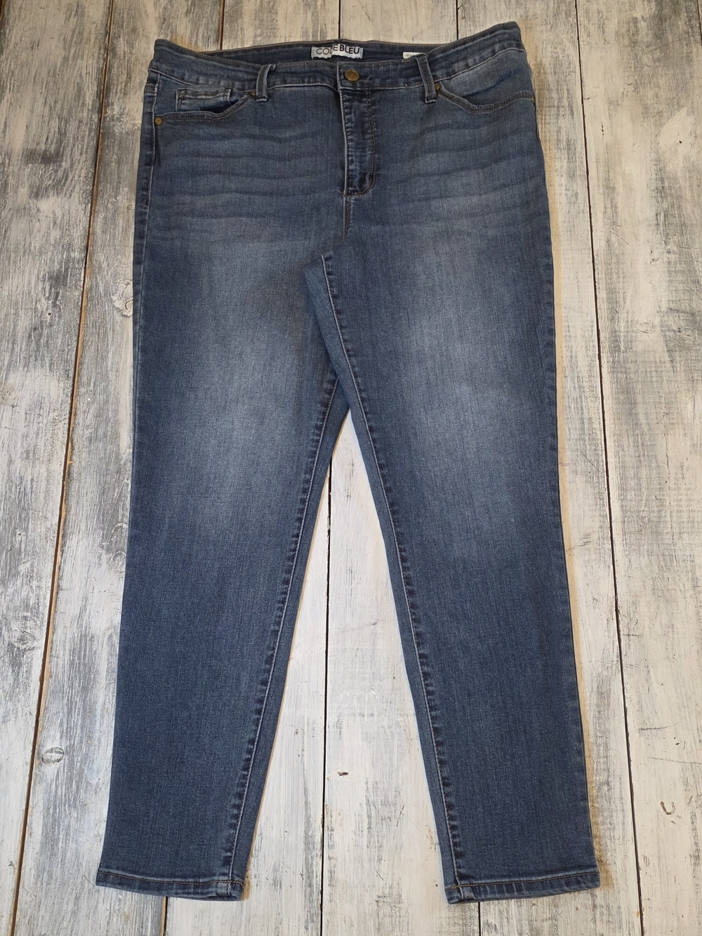 Code Bleu Women's Medium Blue High-Rise SOHO Skinny Jeans sz 16 Petit - Picture 2 of 6